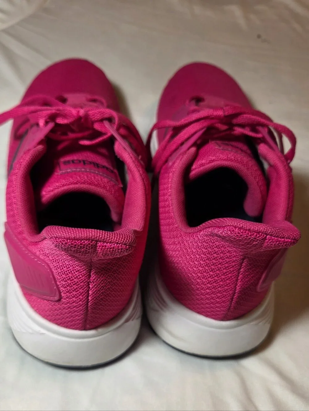 Adidas Women's Hot Pink Athletic Sneakers with Navy Stripes
